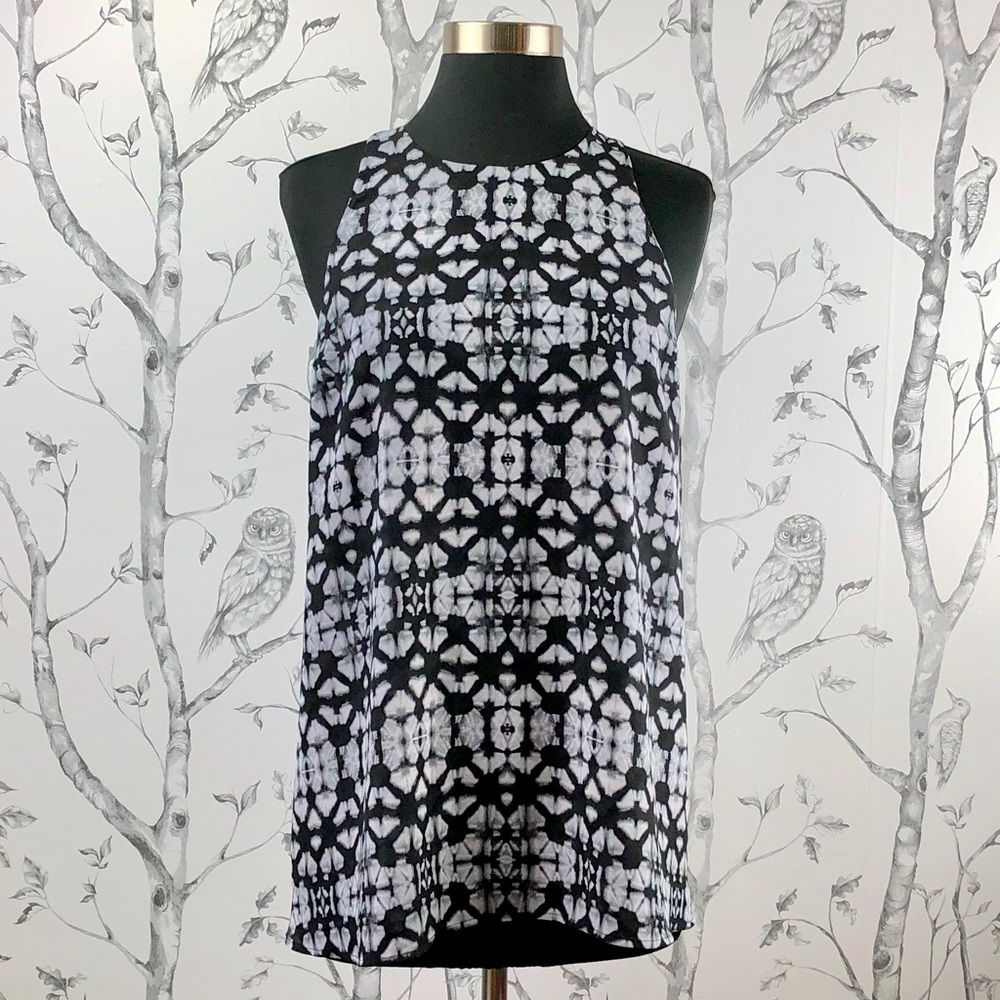 Sanctuary Black and White Tie-Dye Halter Tank
